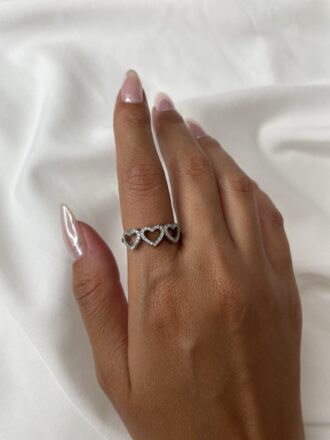 טבעת 3 לבבות כסף