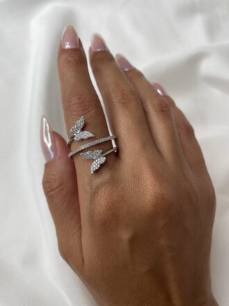 טבעת פרפרים ספירלה כסף