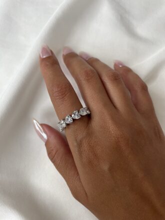 צורת לב כסף טבעת